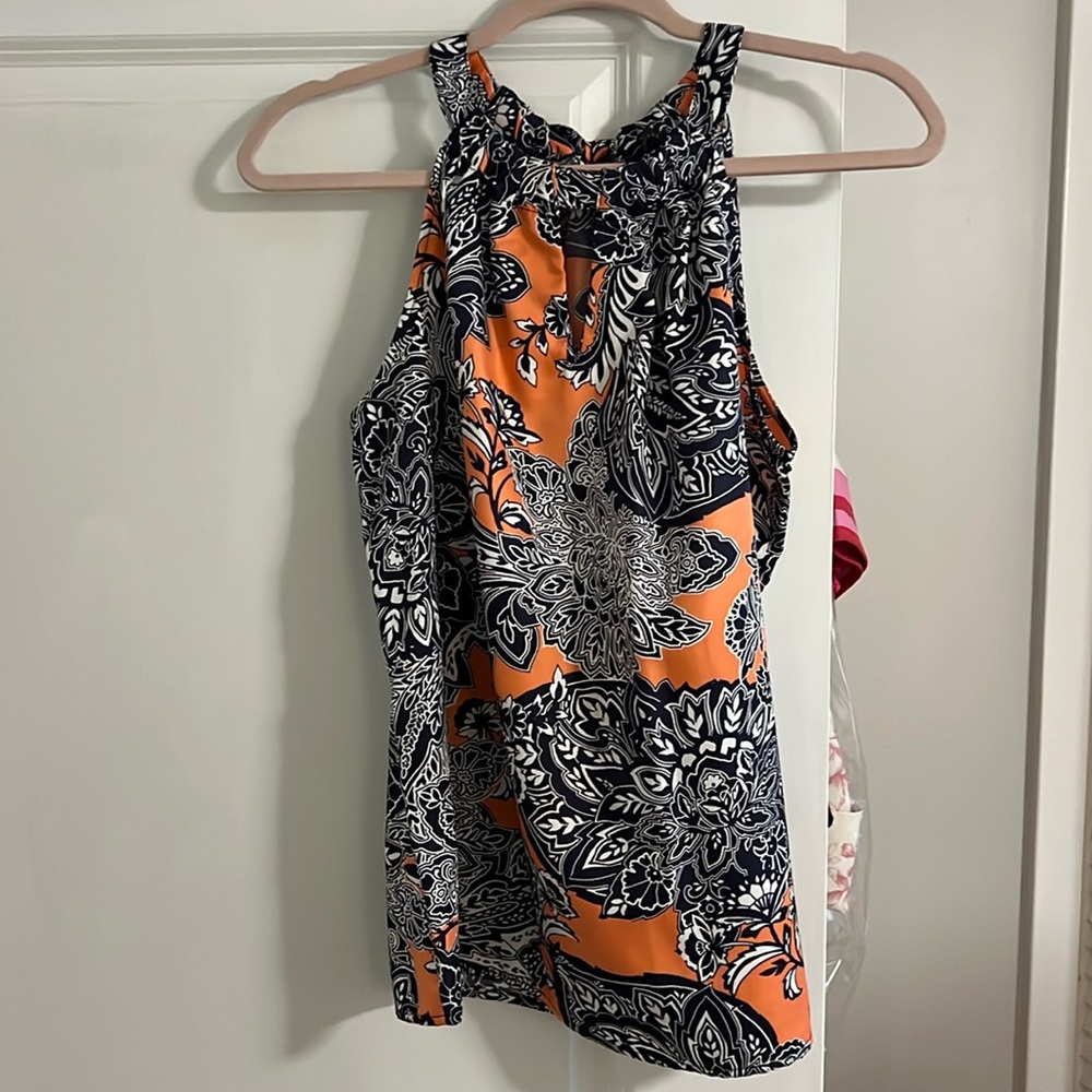 Navy and coral top
